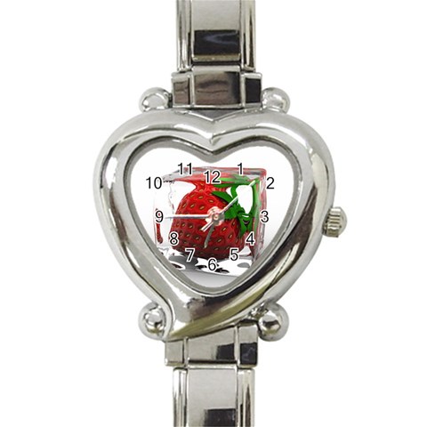 Strawberry Ice cube Heart Italian Charm Watch from ZippyPress Front