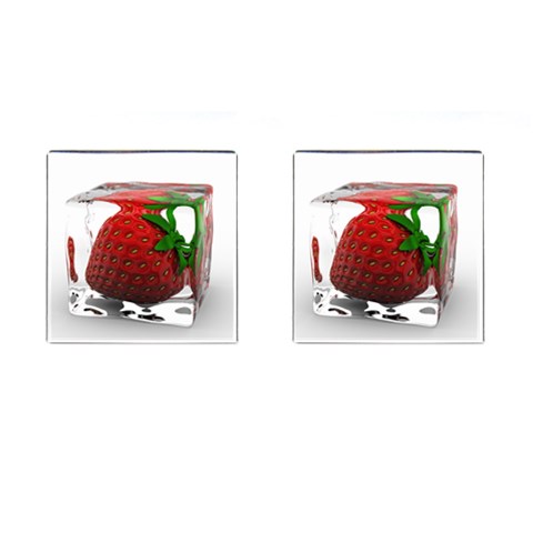 Strawberry Ice cube Cufflinks (Square) from ZippyPress Front(Pair)