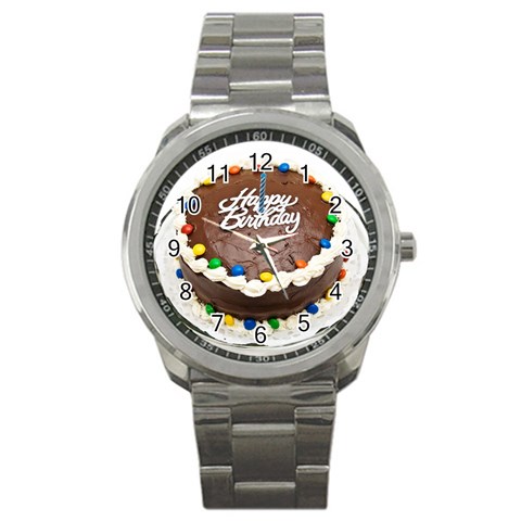 Birthday Cake Sport Metal Watch from ZippyPress Front