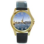 HK harbour Round Gold Metal Watch