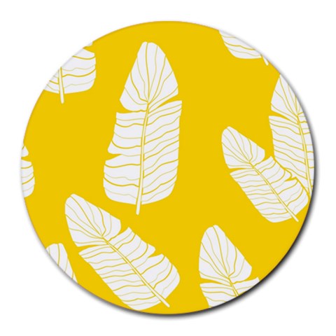 Yellow Banana Leaves Round Mousepad from ZippyPress Front