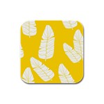 Yellow Banana Leaves Rubber Square Coaster (4 pack)