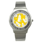 Yellow Banana Leaves Stainless Steel Watch