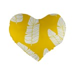 Yellow Banana Leaves Standard 16  Premium Heart Shape Cushion 