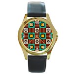 Shapes in shapes                                                               Round Gold Metal Watch