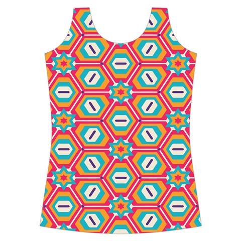 Hexagons and stars pattern                                                               Criss cross Back Tank Top from ZippyPress Front