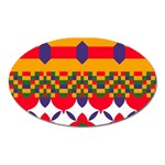 Red flowers and colorful squares                                                                  Magnet (Oval)