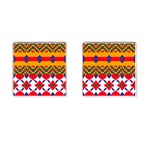 Red flowers and colorful squares                                                                  Cufflinks (Square)