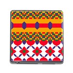 Red flowers and colorful squares                                                                  Memory Card Reader (Square)