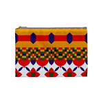 Red flowers and colorful squares                                                                  Cosmetic Bag