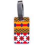 Red flowers and colorful squares                                                                  Luggage Tag (one side)