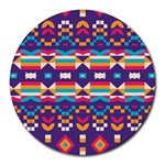 Pastel shapes rows on a purple background                                                                   Round Mousepad