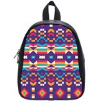 Pastel shapes rows on a purple background                                                                   School Bag (Small)
