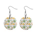 Flowers on a white background pattern                                                                    1  Button Earrings