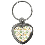 Flowers on a white background pattern                                                                    Key Chain (Heart)
