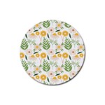 Flowers on a white background pattern                                                                    Rubber Coaster (Round)