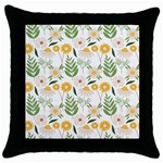 Flowers on a white background pattern                                                                    Throw Pillow Case (Black)