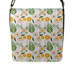 Flowers on a white background pattern                                                                    Flap Closure Messenger Bag (L)