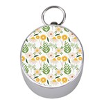 Flowers on a white background pattern                                                                    Silver Compass (Mini)