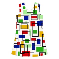 Colorful rectangles                                                                          Kids  Short Sleeve Velvet Dress from ZippyPress Front