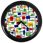 Colorful rectangles                                                                      Wall Clock (Black)
