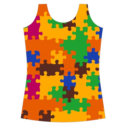 Retro colors puzzle pieces                                                                       Criss cross Back Tank Top from ZippyPress Front