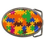 Retro colors puzzle pieces                                                                        Belt Buckle
