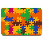 Retro colors puzzle pieces                                                                        Large Doormat