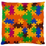 Retro colors puzzle pieces                                                                       Large Flano Cushion Case (Two Sides)
