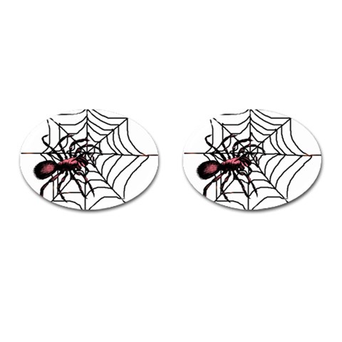 Spider in web Cufflinks (Oval) from ZippyPress Front(Pair)