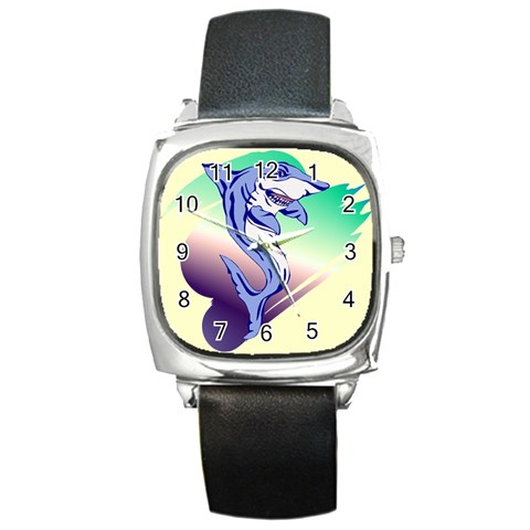 Shark Square Metal Watch from ZippyPress Front