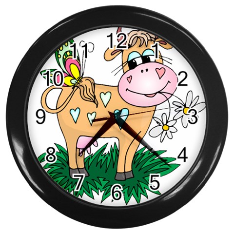 Cute cow Wall Clock (Black) from ZippyPress Front