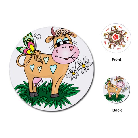 Cute cow Playing Cards (Round) from ZippyPress Front
