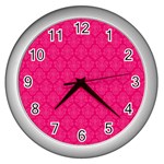 Pink Pattern, Abstract, Background, Bright Wall Clock (Silver)