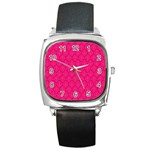 Pink Pattern, Abstract, Background, Bright Square Metal Watch