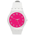 Pink Pattern, Abstract, Background, Bright Round Plastic Sport Watch (M)