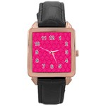 Pink Pattern, Abstract, Background, Bright Rose Gold Leather Watch 