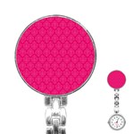Pink Pattern, Abstract, Background, Bright Stainless Steel Nurses Watch