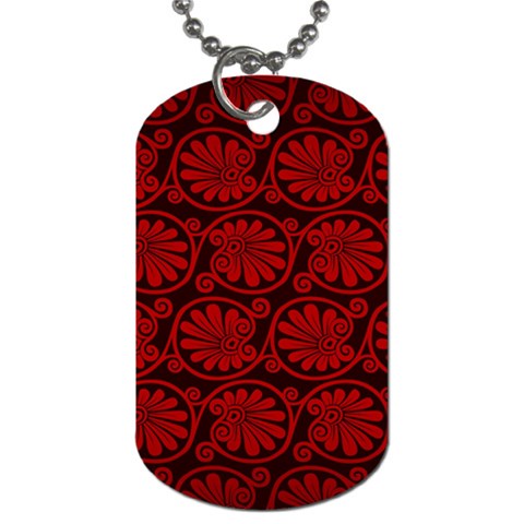 Red Floral Pattern Floral Greek Ornaments Dog Tag (One Side) from ZippyPress Front