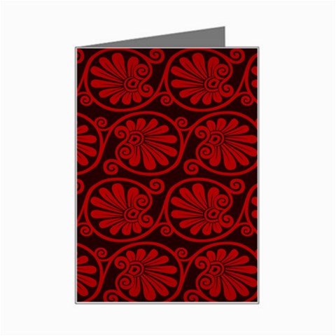 Red Floral Pattern Floral Greek Ornaments Mini Greeting Card from ZippyPress Left
