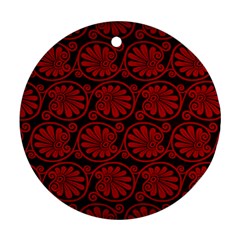 Red Floral Pattern Floral Greek Ornaments Round Ornament (Two Sides) from ZippyPress Front