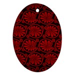 Red Floral Pattern Floral Greek Ornaments Oval Ornament (Two Sides)