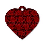 Red Floral Pattern Floral Greek Ornaments Dog Tag Heart (Two Sides)