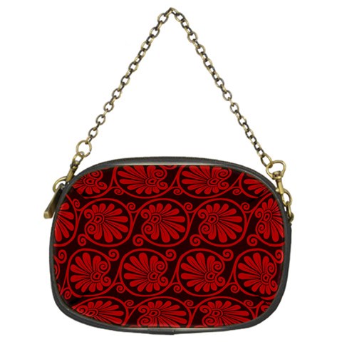 Red Floral Pattern Floral Greek Ornaments Chain Purse (One Side) from ZippyPress Front