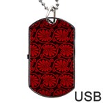 Red Floral Pattern Floral Greek Ornaments Dog Tag USB Flash (Two Sides)