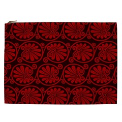 Red Floral Pattern Floral Greek Ornaments Cosmetic Bag (XXL) from ZippyPress Front