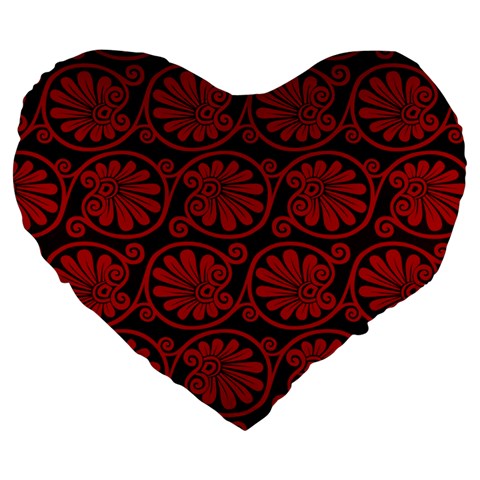 Red Floral Pattern Floral Greek Ornaments Large 19  Premium Heart Shape Cushions from ZippyPress Front