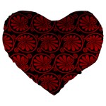 Red Floral Pattern Floral Greek Ornaments Large 19  Premium Heart Shape Cushions