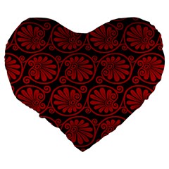Red Floral Pattern Floral Greek Ornaments Large 19  Premium Heart Shape Cushions from ZippyPress Back