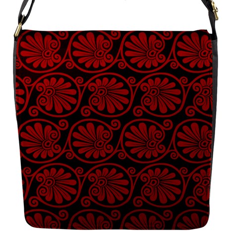 Red Floral Pattern Floral Greek Ornaments Flap Closure Messenger Bag (S) from ZippyPress Front